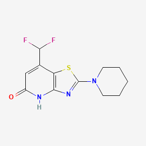 molecular formula C12H13F2N3OS B13732627 7-Difluoromethyl-2-(piperidin-1-yl)thiazolo-[4,5-b]-pyridin-5(4H)-one 