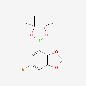molecular formula C13H16BBrO4 B1373267 2-(6-Bromobenzo[d][1,3]dioxol-4-yl)-4,4,5,5-tetramethyl-1,3,2-dioxaborolane CAS No. 1150271-54-7