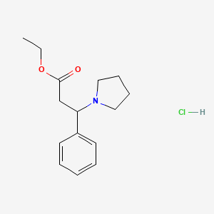 molecular formula C15H22ClNO2 B13732781 Ethyl 3-phenyl-3-pyrrolidin-1-ylpropanoate;hydrochloride CAS No. 17824-97-4