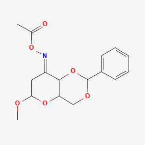 molecular formula C16H19NO6 B13732782 [(E)-(6-methoxy-2-phenyl-4a,6,7,8a-tetrahydro-4H-pyrano[3,2-d][1,3]dioxin-8-ylidene)amino] acetate CAS No. 16697-53-3