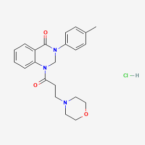 molecular formula C22H26ClN3O3 B13732817 4(1H)-Quinazolinone, 2,3-dihydro-1-(3-morpholinopropionyl)-3-(p-tolyl)-, hydrochloride CAS No. 20887-12-1