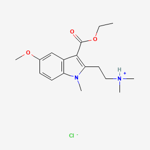 molecular formula C17H25ClN2O3 B13732829 Indole-3-carboxylic acid, 2-(2-(dimethylamino)ethyl)-5-methoxy-1-methyl-, ethyl ester, monohydrochloride CAS No. 18235-85-3