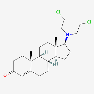 molecular formula C23H35Cl2NO B13732874 17-beta-Bis(2-chloroethyl)aminoandrost-4-en-3-one CAS No. 33068-77-8