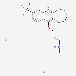 molecular formula C20H27Cl2F3N2O B13732925 6H-Cyclohepta(b)quinoline, 11-(3-(dimethylamino)propoxy)-7,8,9,10-tetrahydro-3-(trifluoromethyl)-, dihydrochloride CAS No. 18833-63-1