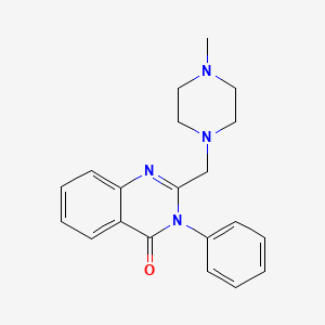 molecular formula C20H22N4O B13732966 4(3H)-Quinazolinone, 2-((4-methyl-1-piperazinyl)methyl)-3-phenyl- CAS No. 33081-00-4