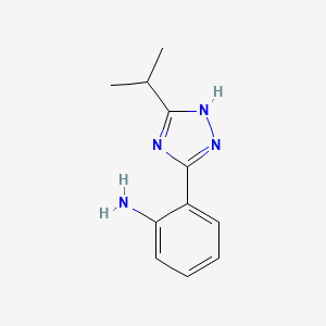 molecular formula C11H14N4 B1373313 2-[3-(propan-2-yl)-1H-1,2,4-triazol-5-yl]aniline CAS No. 1147746-77-7