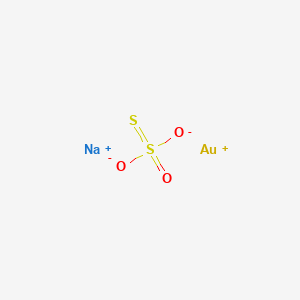 molecular formula AuNaO3S2 B13733151 sodium;dioxido-oxo-sulfanylidene-λ6-sulfane;gold(1+) CAS No. 38295-16-8
