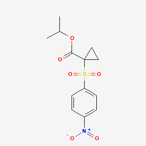 molecular formula C13H15NO6S B13733353 Cyclopropanecarboxylic acid, 1-((4-nitrophenyl)sulfonyl)-, 1-methylethyl ester CAS No. 145348-27-2