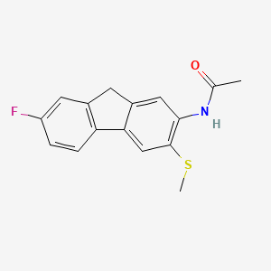molecular formula C16H14FNOS B13733557 Acetamide, N-(7-fluoro-3-(methylthio)fluoren-2-yl)- CAS No. 16233-02-6
