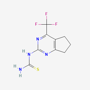 molecular formula C9H9F3N4S B13733595 6,7-Dihydro-2-thioureido-4-(trifluoromethyl)-5H-cyclopenta-[D]-pyrimidine 