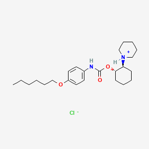 molecular formula C24H39ClN2O3 B13733709 (E)-2-Piperidinocyclohexyl p-hexyloxycarbanilate hydrochloride CAS No. 38205-34-4