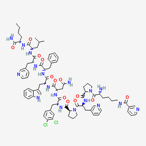 molecular formula C83H102Cl2N18O13 B13733713 (D-Lys(nicotinoyl)1,beta-(3-pyridyl)-Ala3,3,4-dichloro-D-Phe5,Asn6,D-Trp7,beta-(3-pyridyl)-D-Ala9,Nle11)-Substance P 
