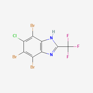 molecular formula C8HBr3ClF3N2 B13733720 Benzimidazole, 6-chloro-4,5,7-tribromo-2-(trifluoromethyl)- CAS No. 14689-60-2