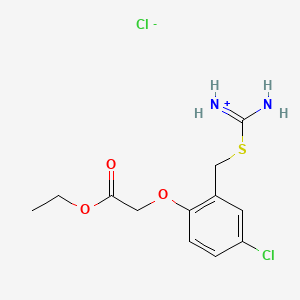 molecular formula C12H16Cl2N2O3S B13733751 Acetic acid, ((((aminoiminomethyl)thio)methyl)-4-chlorophenoxy)-, ethyl ester, monohydrochloride CAS No. 16158-44-4