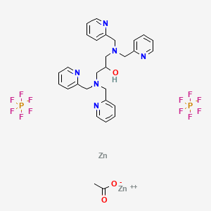 molecular formula C29H33F12N6O3P2Zn2- B13733820 zinc;1,3-bis[bis(pyridin-2-ylmethyl)amino]propan-2-ol;zinc;acetate;dihexafluorophosphate CAS No. 439278-37-2