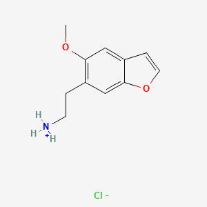 molecular formula C11H14ClNO2 B13734081 6-(2-Aminoethyl)-5-methoxybenzofuran, hydrochloride CAS No. 28089-06-7