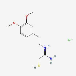 molecular formula C12H19ClN2O2S B13734204 N-(3,4-Dimethoxyphenethyl)-2-mercaptoacetamidine hydrochloride CAS No. 40284-12-6