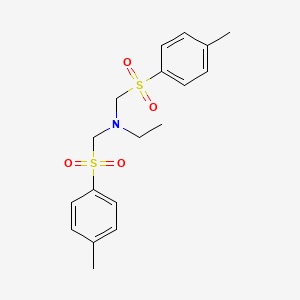 molecular formula C18H23NO4S2 B13734216 N,N-Bis((p-tolylsulphonyl)methyl)ethylamine CAS No. 35777-35-6