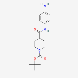 molecular formula C17H25N3O3 B1373436 4-(4-Aminophenylcarbamoyl)piperidine-1-carboxylic acid tert-butyl ester CAS No. 883106-62-5