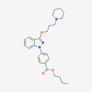 molecular formula C26H33N3O3 B13734377 butyl 4-[3-(3-piperidin-1-ylpropoxy)indazol-1-yl]benzoate CAS No. 20954-16-9