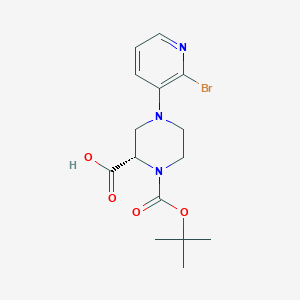 molecular formula C15H20BrN3O4 B13734418 (S)-4-(2-bromopyridin-3-yl)-1-(tert-butoxycarbonyl)piperazine-2-carboxylic acid 