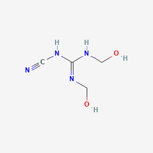 molecular formula C4H8N4O2 B13734617 1-Cyano-2,3-bis(hydroxymethyl)guanidine CAS No. 40074-04-2
