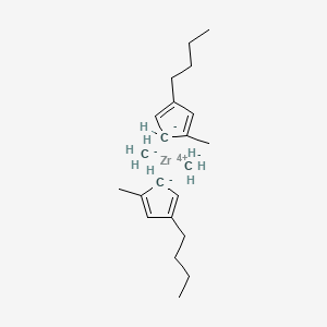 molecular formula C22H36Zr B13734677 Bis(1-butyl-3-methylcyclopentadienyl)zirconium dimethyl 