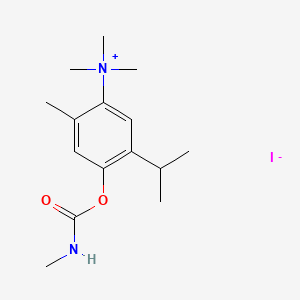molecular formula C15H25IN2O2 B13734794 Carbamic acid, methyl-, (6-trimethylammonio)thymyl ester, iodide CAS No. 20347-56-2