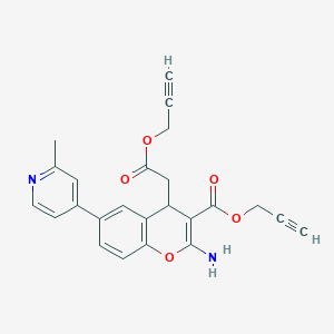molecular formula C24H20N2O5 B13734810 Prop-2-ynyl 2-amino-6-(2-methylpyridin-4-yl)-4-(2-oxo-2-(prop-2-ynyloxy)ethyl)-4H-chromene-3-carboxylate 