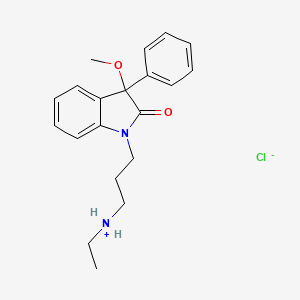 molecular formula C20H25ClN2O2 B13734833 1,3-Dihydro-1-(3-(ethylamino)propyl)-3-methoxy-3-phenyl-2H-indol-2-one hydrochloride hydrate CAS No. 42773-59-1