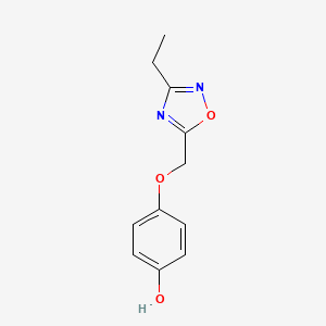 molecular formula C11H12N2O3 B1373484 4-[(3-Ethyl-1,2,4-oxadiazol-5-yl)methoxy]phenol CAS No. 1152531-58-2