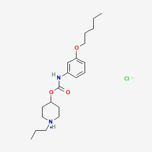 molecular formula C20H33ClN2O3 B13734876 Carbamic acid, (3-(pentyloxy)phenyl)-, 1-propyl-4-piperidinyl ester, monohydrochloride CAS No. 105384-07-4