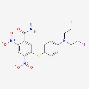 molecular formula C17H16I2N4O5S B13735046 5-[4-[bis(2-iodoethyl)amino]phenyl]sulfanyl-2,4-dinitrobenzamide CAS No. 32869-04-8