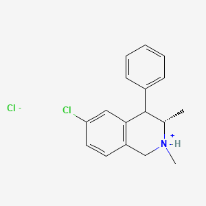 molecular formula C17H19Cl2N B13735126 Isoquinoline, 1,2,3,4-tetrahydro-6-chloro-2,3-dimethyl-4-phenyl-, hydrochloride, (E)- CAS No. 41958-58-1