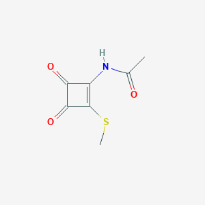 molecular formula C7H7NO3S B13735130 Acetamide,N-[2-(methylthio)-3,4-dioxo-1-cyclobuten-1-YL]- 