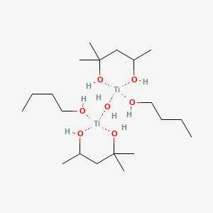 molecular formula C20H50O7Ti2 B13735209 Di-n-butoxytitanium 2-methylpentane-2,4-diolate CAS No. 17621-69-1