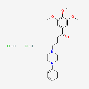 molecular formula C23H32Cl2N2O4 B13735287 Butyrophenone, 4-(4-phenylpiperazinyl)-3',4',5'-trimethoxy-, dihydrochloride CAS No. 17755-84-9