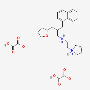 molecular formula C28H38N2O9 B13735396 N-(2-Pyrrolidinoethyl)-beta-tetrahydrofurfuryl-1-naphthalenepropylamine bioxalate CAS No. 10537-02-7