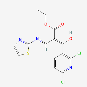 molecular formula C14H11Cl2N3O3S B13735501 ethyl (Z)-3-(2,6-dichloropyridin-3-yl)-3-hydroxy-2-[(E)-1,3-thiazol-2-yliminomethyl]prop-2-enoate 