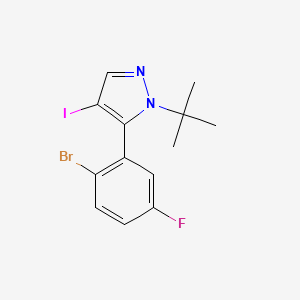 molecular formula C13H13BrFIN2 B1373560 5-(2-Bromo-5-fluorophenyl)-1-(tert-butyl)-4-iodo-1H-pyrazole CAS No. 1245643-25-7