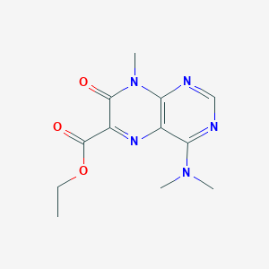 molecular formula C12H15N5O3 B13735660 Ethyl 4-(dimethylamino)-8-methyl-7-oxo-7,8-dihydropteridine-6-carboxylate CAS No. 2046-68-6