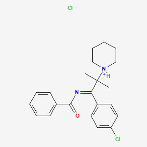 molecular formula C22H26Cl2N2O B13735812 Benzamide, N-(p-chloro-alpha-(1-methyl-1-piperidinoethyl)benzilidene)-, monohydrochloride CAS No. 16297-40-8
