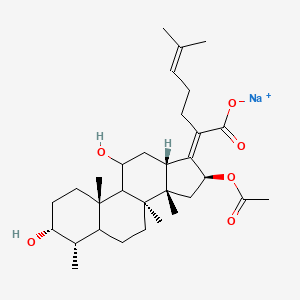 molecular formula C31H47NaO6 B13735817 sodium;(2Z)-2-[(3R,4S,8S,10S,11R,13S,14S,16S)-16-acetyloxy-3,11-dihydroxy-4,8,10,14-tetramethyl-2,3,4,5,6,7,9,11,12,13,15,16-dodecahydro-1H-cyclopenta[a]phenanthren-17-ylidene]-6-methylhept-5-enoate 