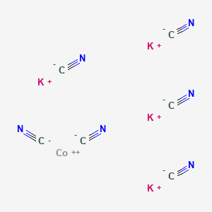 molecular formula C6CoK4N6 B13735825 Tetrapotassium hexa(cyano-C)cobaltate(4-) CAS No. 14564-70-6