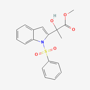molecular formula C18H17NO5S B13735892 Methyl a-hydroxy-a-methyl-1-(phenylsulfonyl)indole-2-acetate 