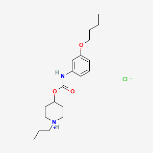 molecular formula C19H31ClN2O3 B13735904 Carbamic acid, (3-butoxyphenyl)-, 1-propyl-4-piperidinyl ester, monohydrochloride CAS No. 105405-72-9