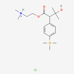 molecular formula C18H32ClNO3Si B13735995 Butyric acid, 3-hydroxy-3-methyl-2-(p-(trimethylsilyl)phenyl)-, 2-(dimethylamino)ethyl ester, hydrochloride CAS No. 20119-48-6