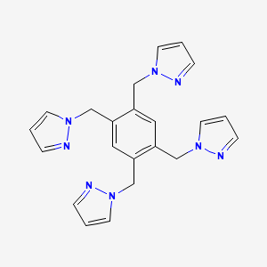 molecular formula C22H22N8 B13736029 1,2,4,5-Tetrakis((1H-pyrazol-1-yl)methyl)benzene 