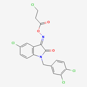 molecular formula C18H12Cl4N2O3 B13736036 5-Chloro-1-[(3,4-dichlorophenyl)methyl]-1H-indole-2,3-dione 3-[o-(3-chloro-1-oxopropyl)oxime] 