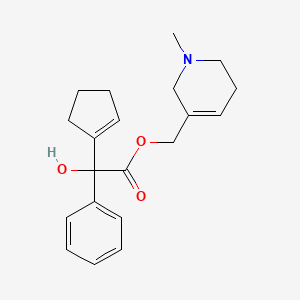 molecular formula C20H25NO3 B13736391 Mandelic acid, alpha-(1-cyclopentenyl)-, (1-methyl-1,2,5,6-tetrahydro-3-pyridyl)methyl ester CAS No. 101756-60-9